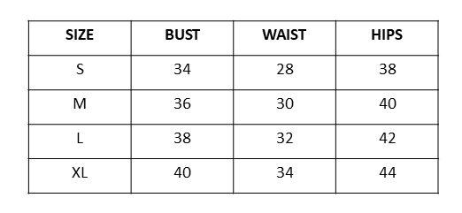 Size Chart for Barbados Calling Bikini - Blue