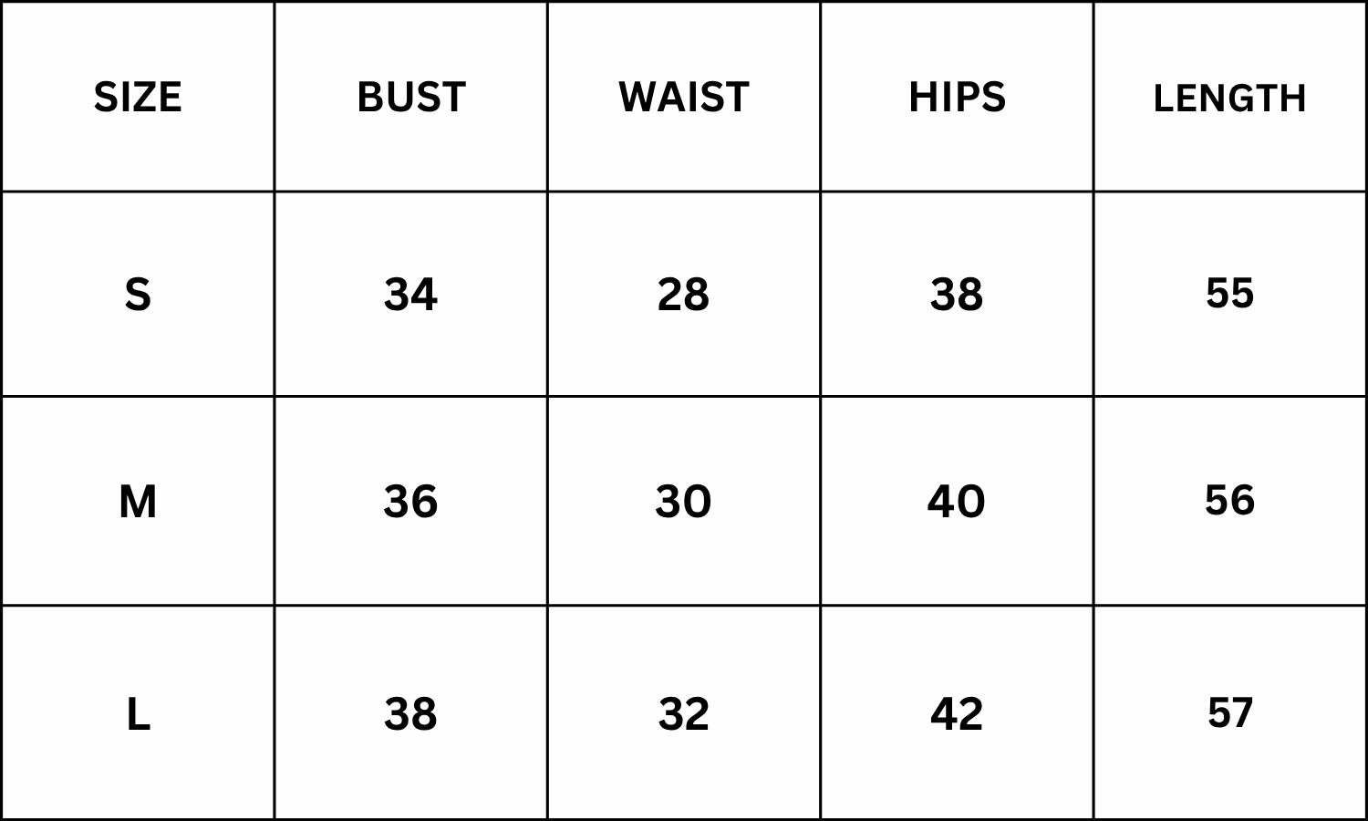 Size Chart for Nicolas Maxi Dress