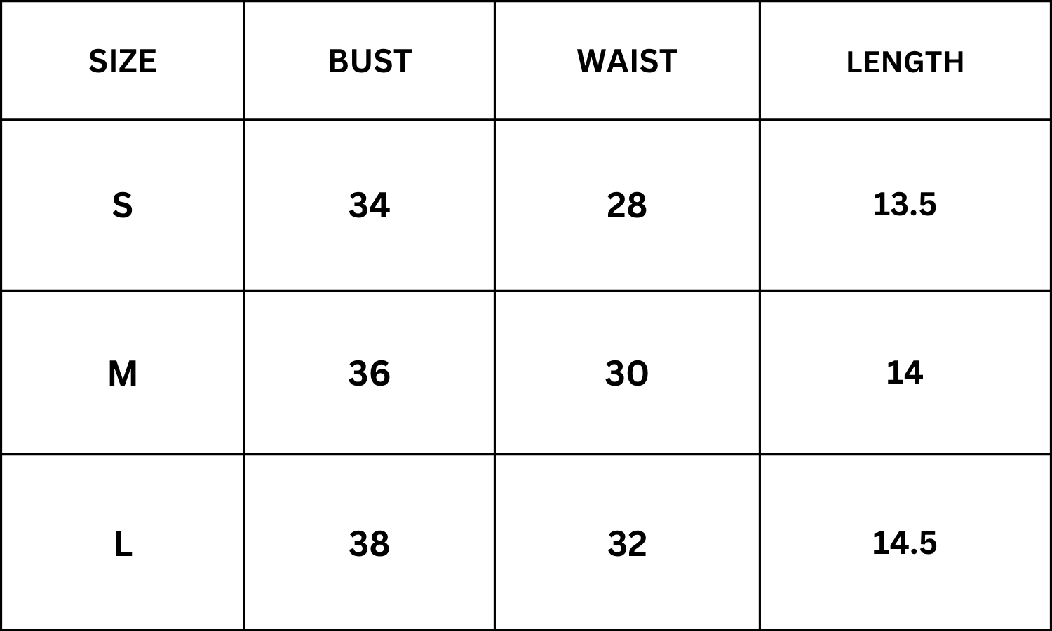 Size Chart for Feline Top - Grey