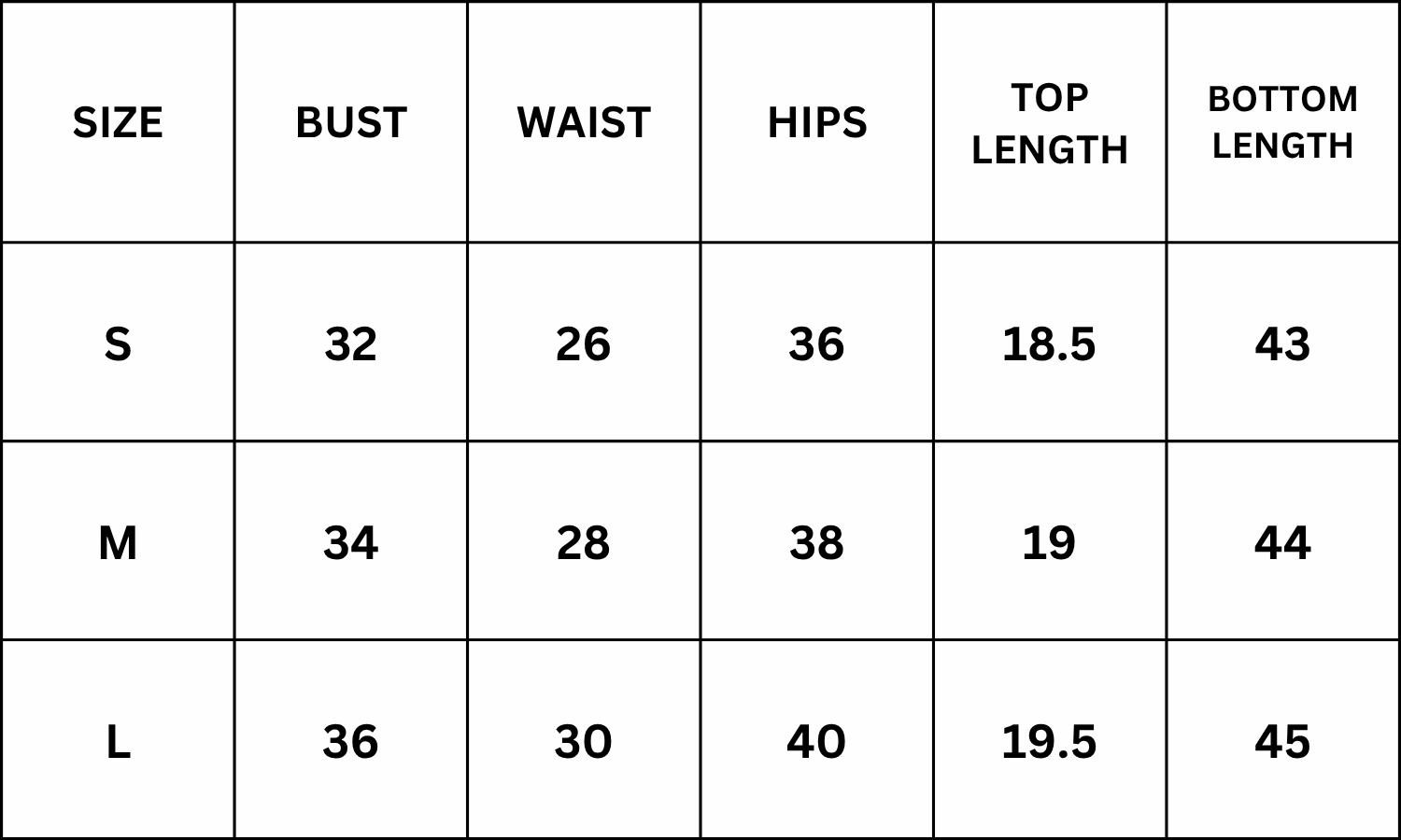 Size Chart for Emery Co-Ord Set - Blue