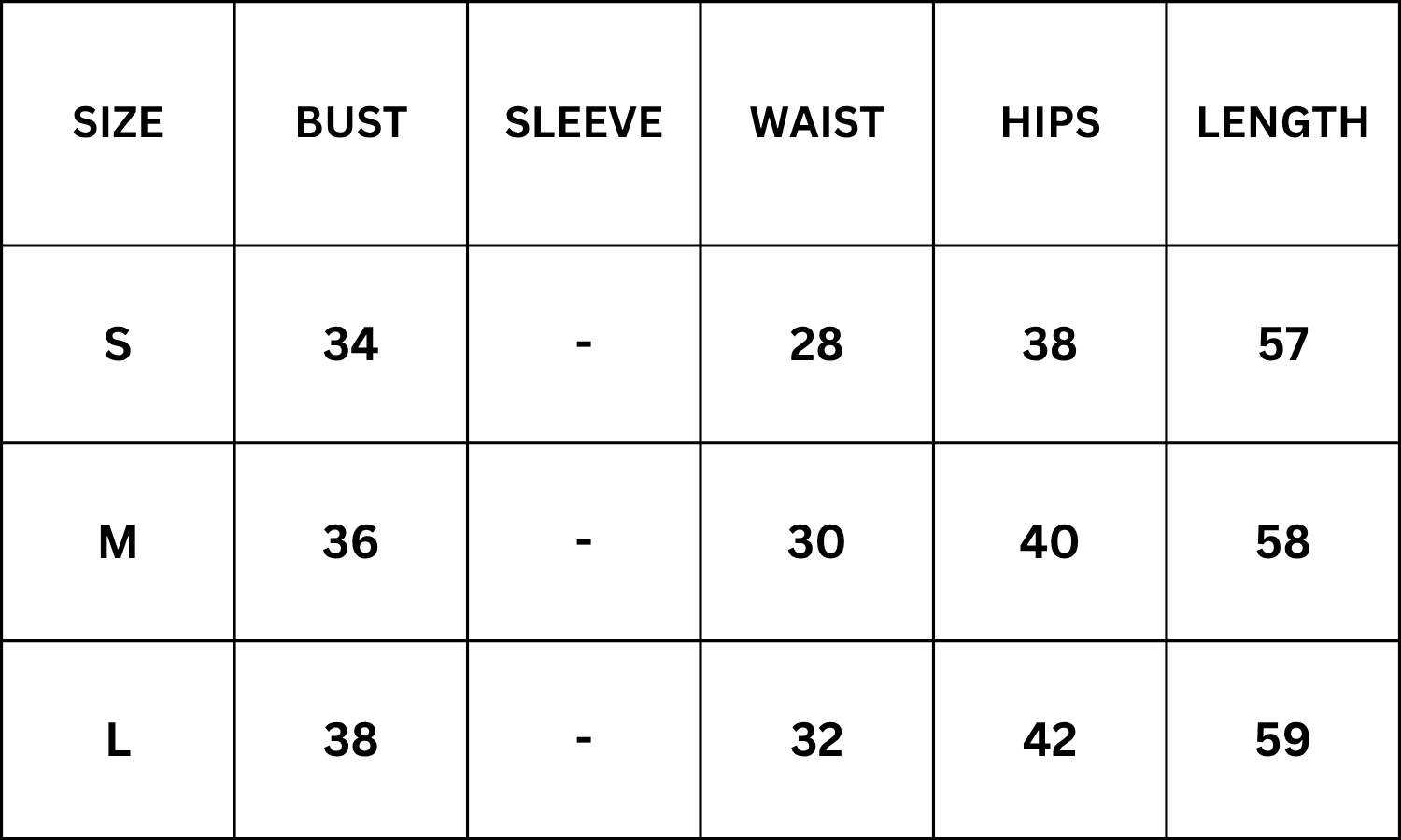 Size Chart for Viddhi Giri X Miakee - Gracia