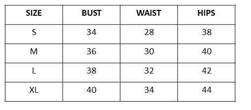 Size Chart for Barbados Calling Swimsuit - Black