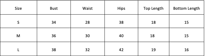 Size Chart for Syros Co-ord-Black