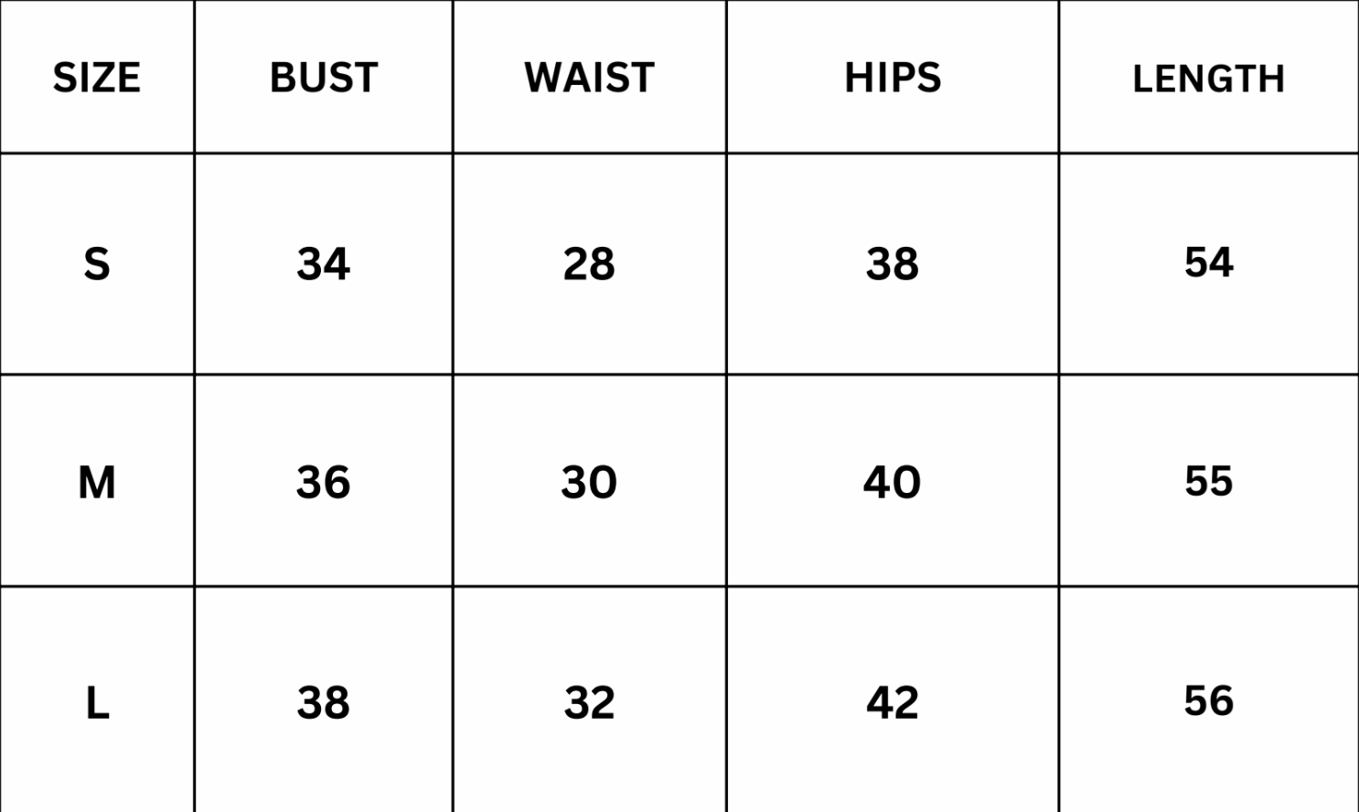 Size Chart for Orlena Maxi Dress - White
