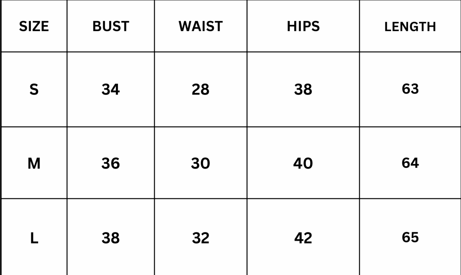 Size Chart for Capri Maxi Dress - White