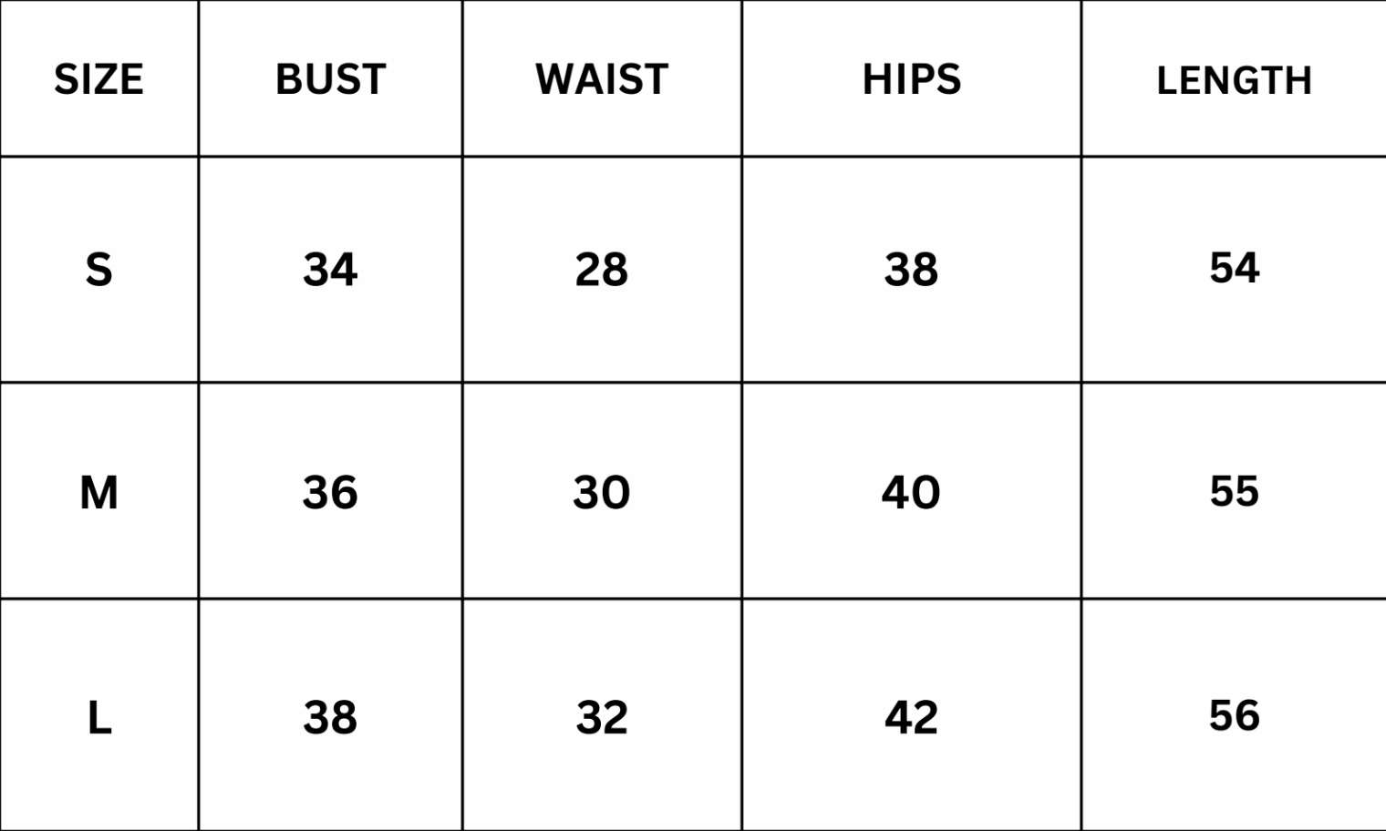 Size Chart for Celestra Maxi Dress - White