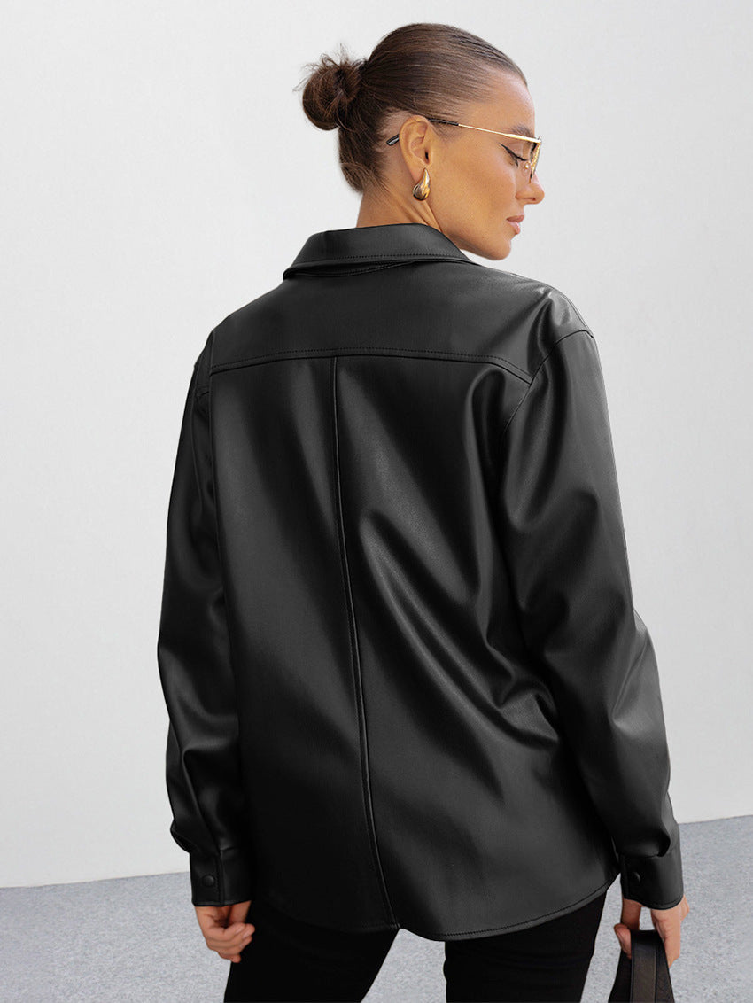 Leather Satire Shirt - Black