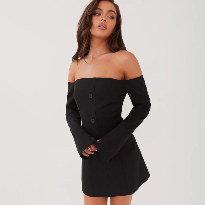 Classic Off-Shoulder Dress-Black