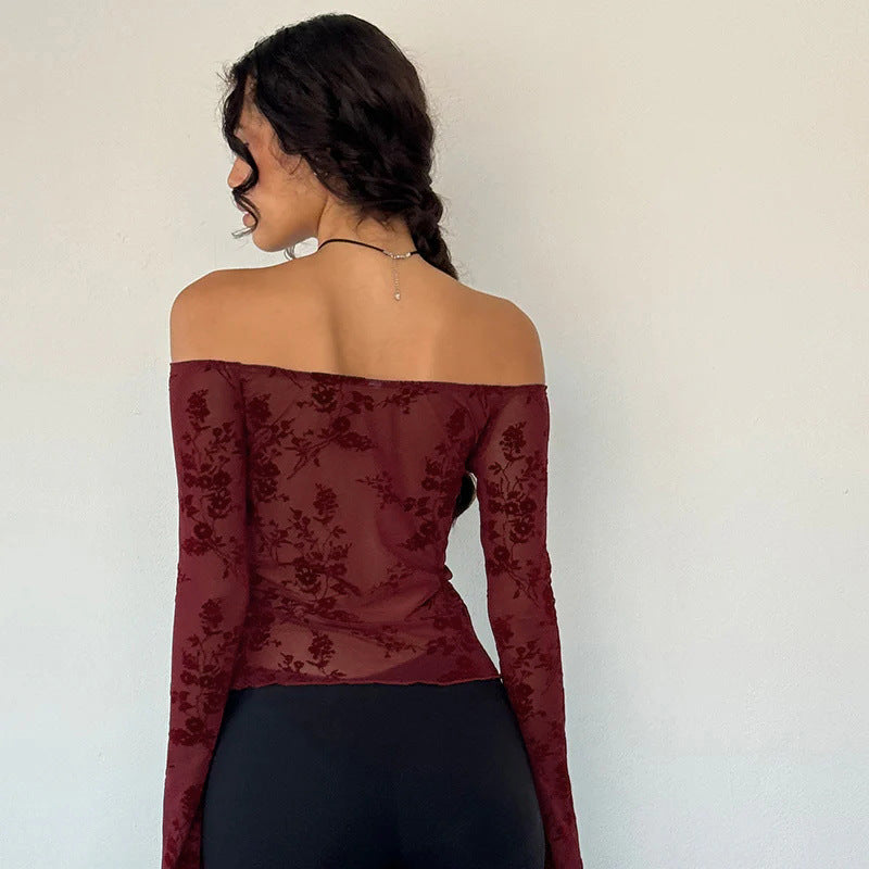 Rush Off-Shoulder Top-Maroon