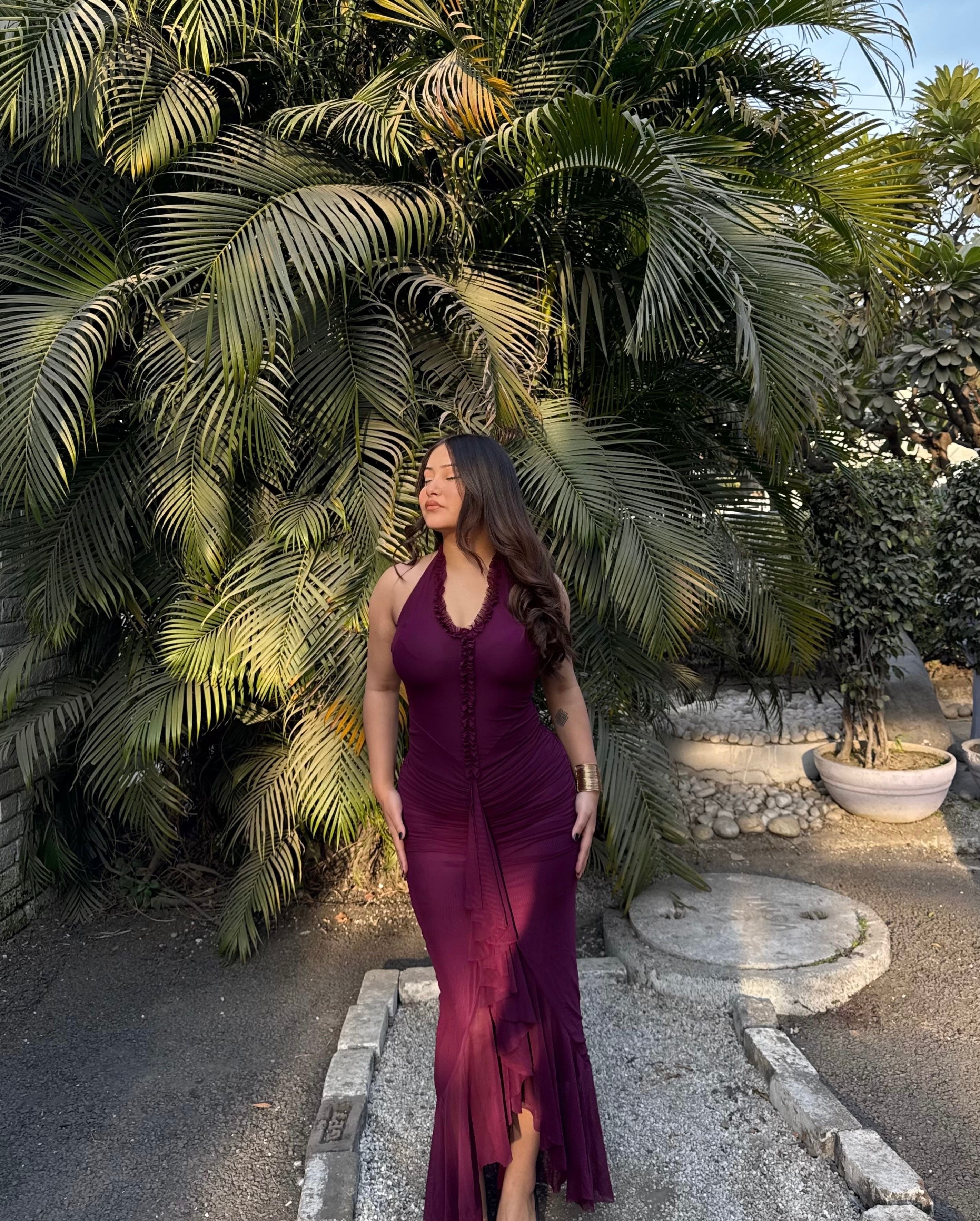 Velvet Dusk Maxi Dress - Purple