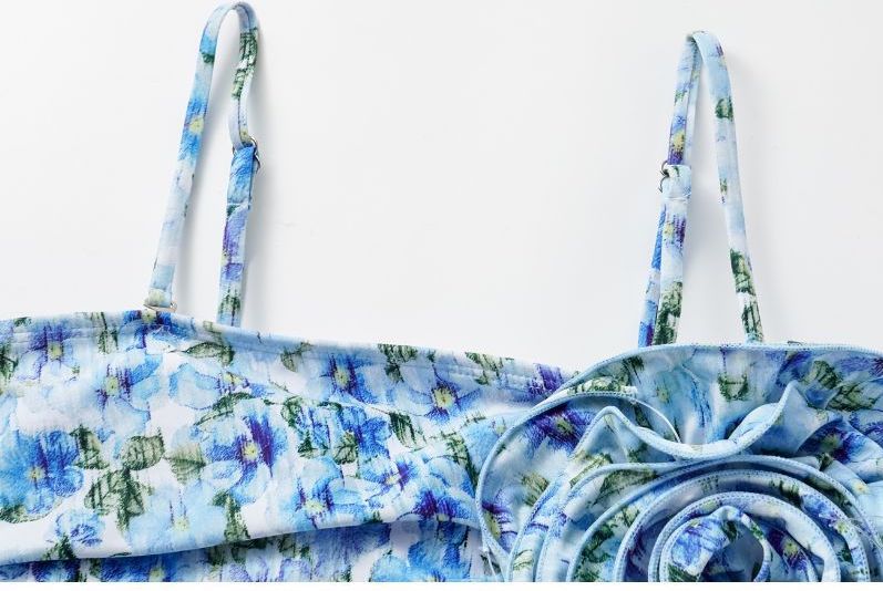 Aqua Bandeau Swimsuit - Blue