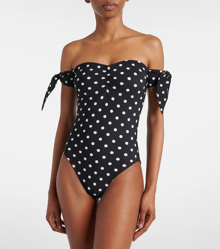 Mustic Off-Shoulder Swimsuit  - Black
