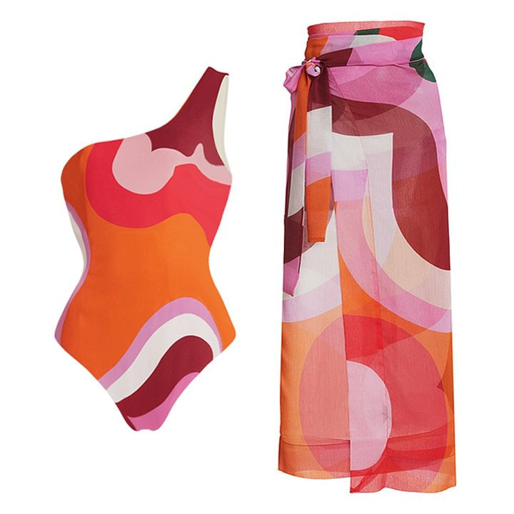 Saffron Wave Swimsuit Set - Orange