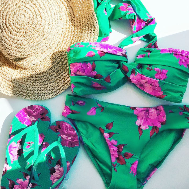Florida Halter Neck Bikini  - Green