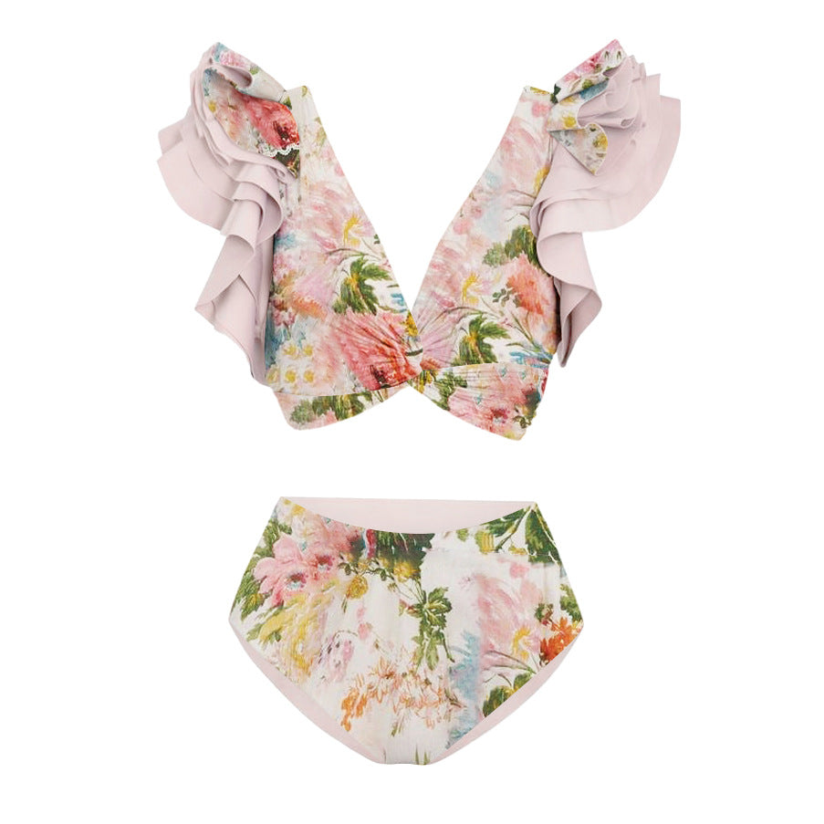 Marie Ruffle Bikini Set - Apricot