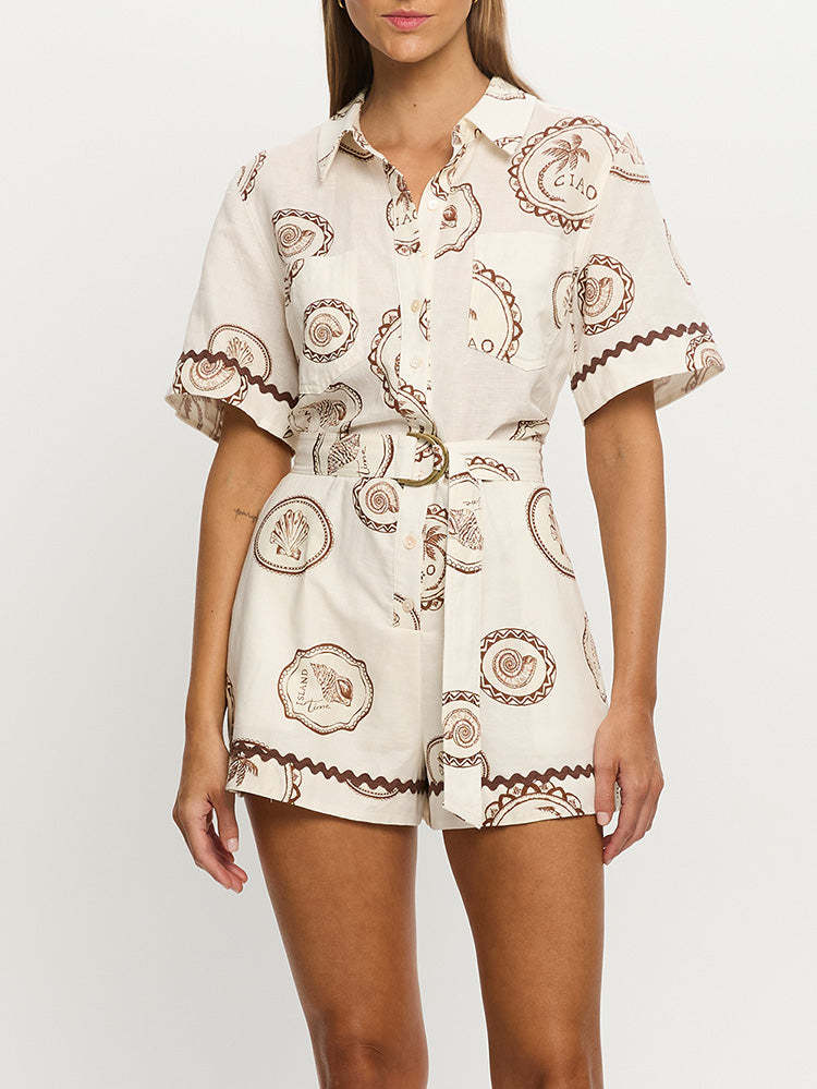 Reilly Romper - Apricot