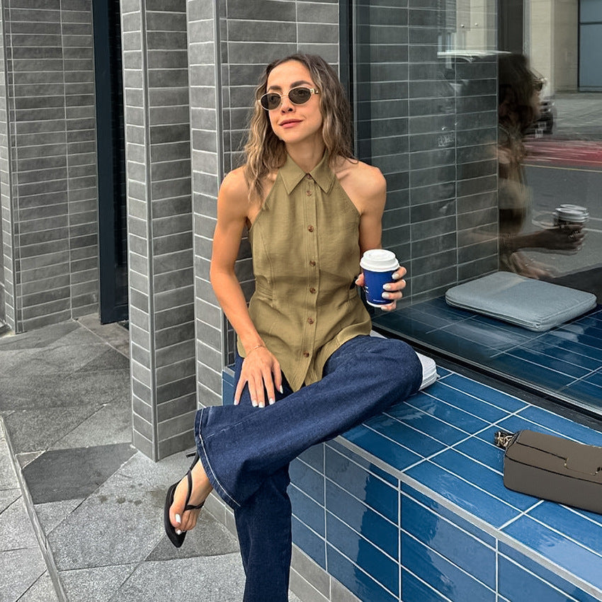 Rae Halter Top - Khaki