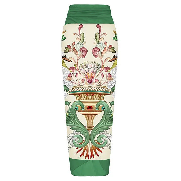 Moss Mirage Wrap Skirt - Green