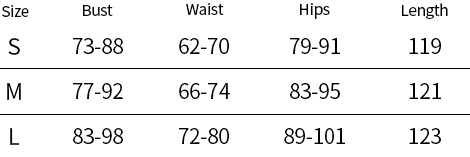 Size Chart for Kai Maxi Dress-Black