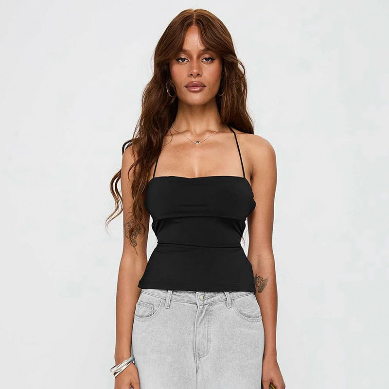 Effortless Back-Tie Tank Top - Black