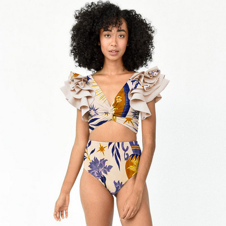 Elnaaz Ruffle Bikini Set - Apricot