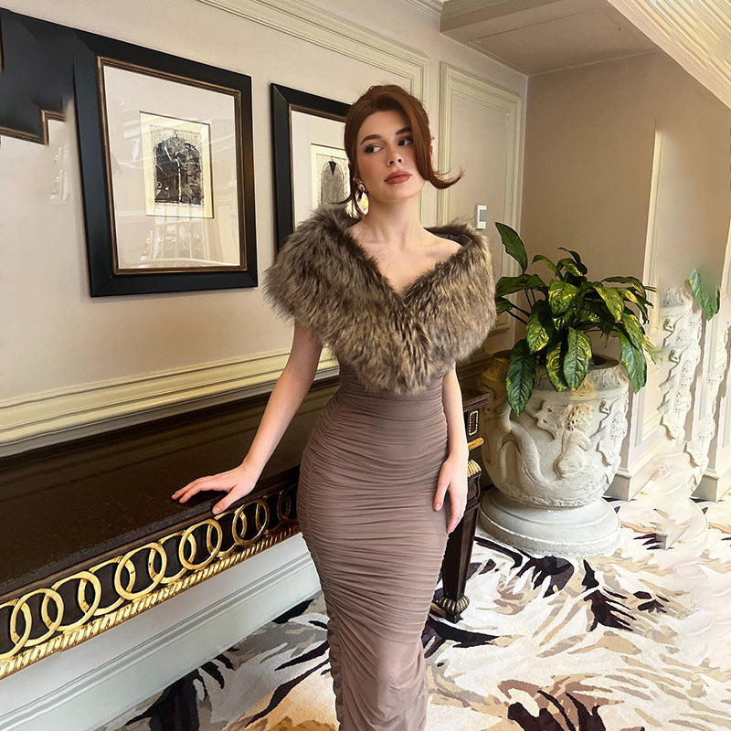 Mocha 2 piece Maxi Dress - Brown