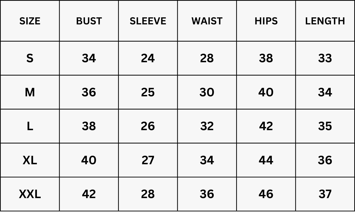 Size Chart for Draco Dress - Green