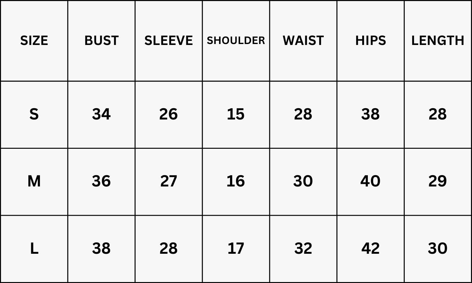 Size Chart for Fortnight Embellished V-neck Bodysuit - Black