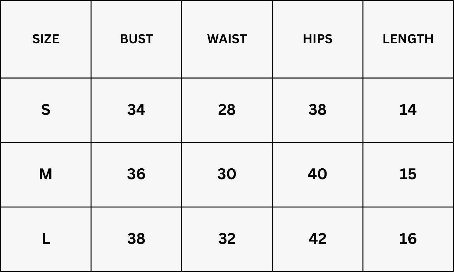 Size Chart for Humphrey Top - Apricot