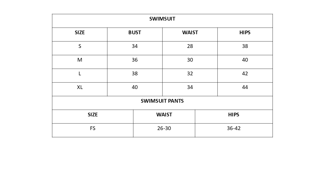 Size Chart for Ivory Tide Bikini Shorts Set - White
