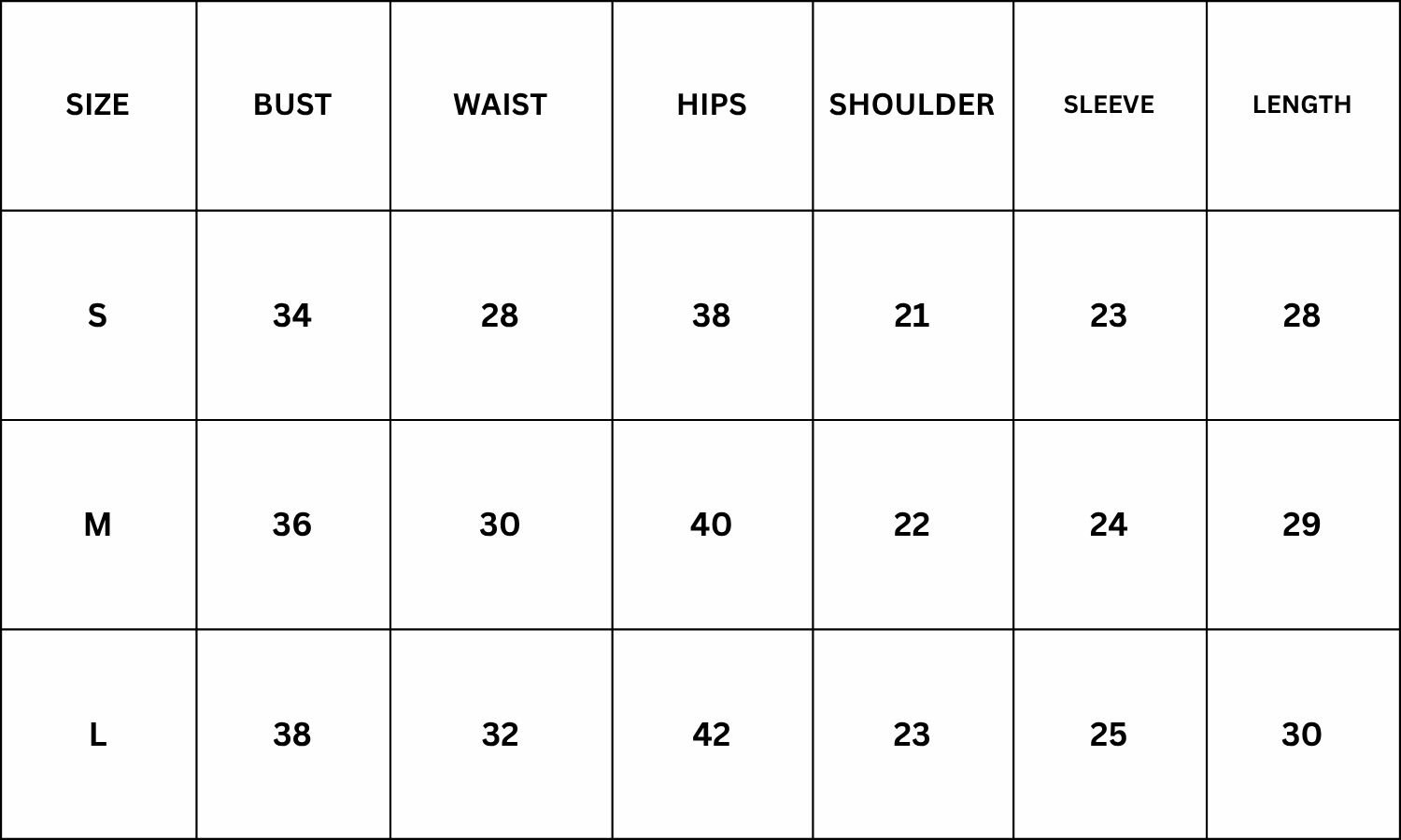 Size Chart for Celine Dress - Maroon
