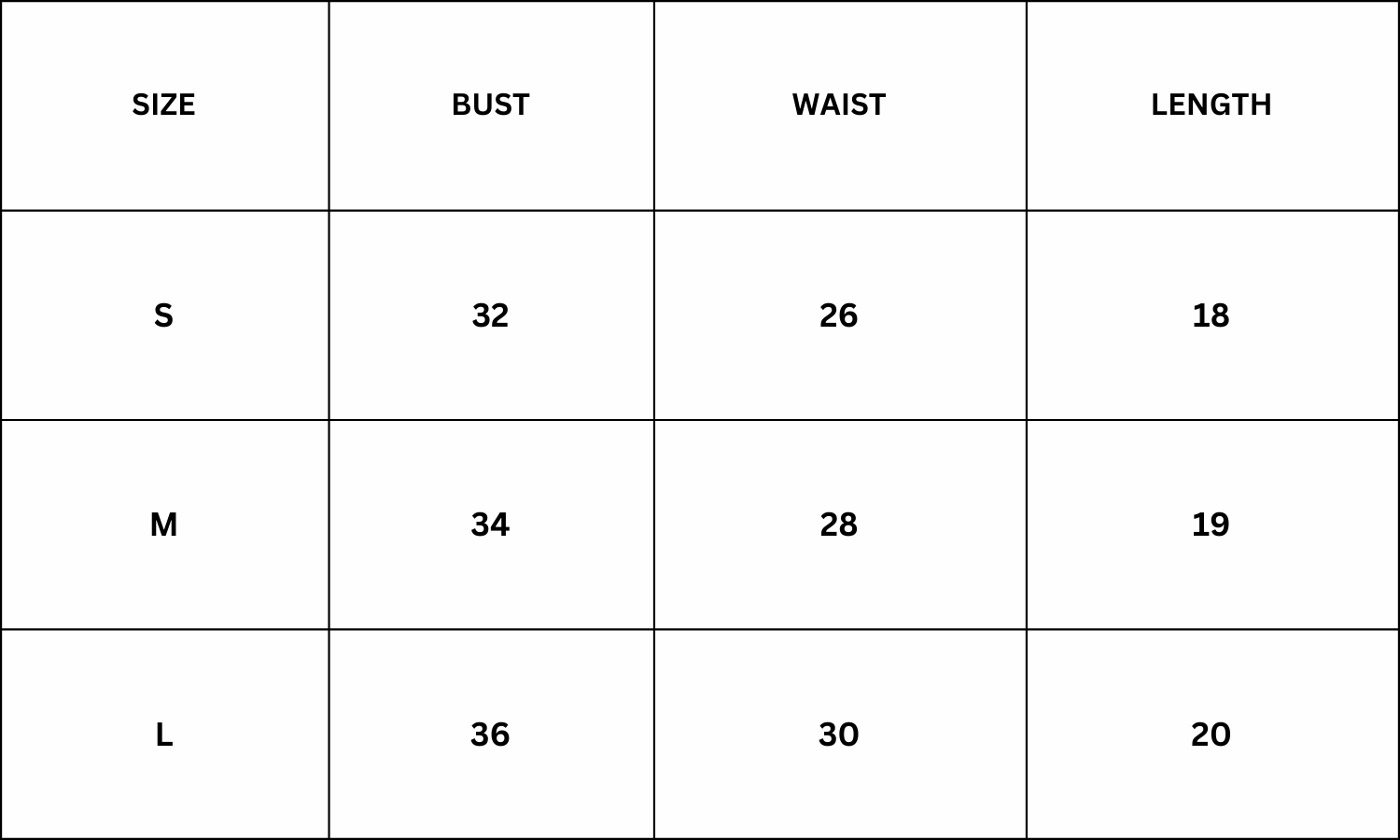 Size Chart for Shyla Top - Apricot