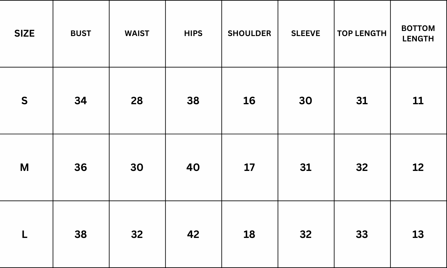 Size Chart for Naomi Cord Set - Red