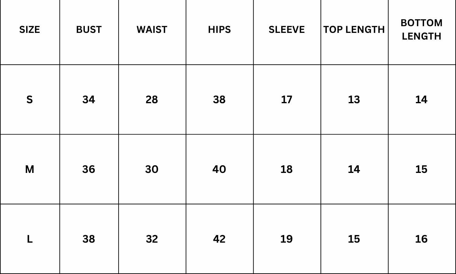 Size Chart for Jemma Co-ord - Brown