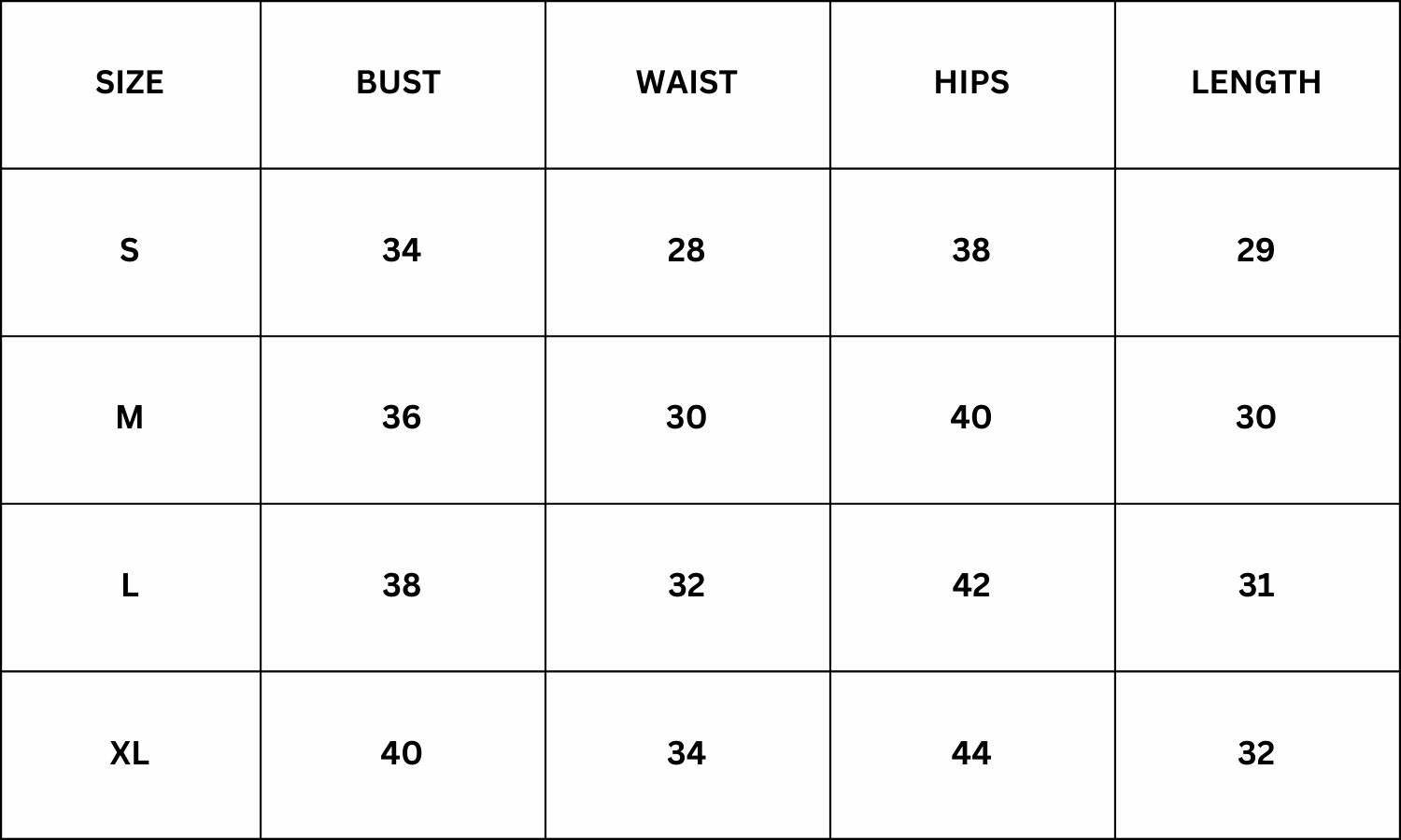 Size Chart for Gaia Mini Dress - Green