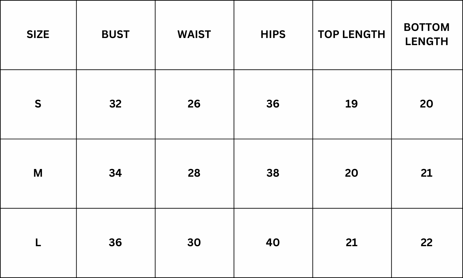 Size Chart for Celene Co ord Set - Khaki