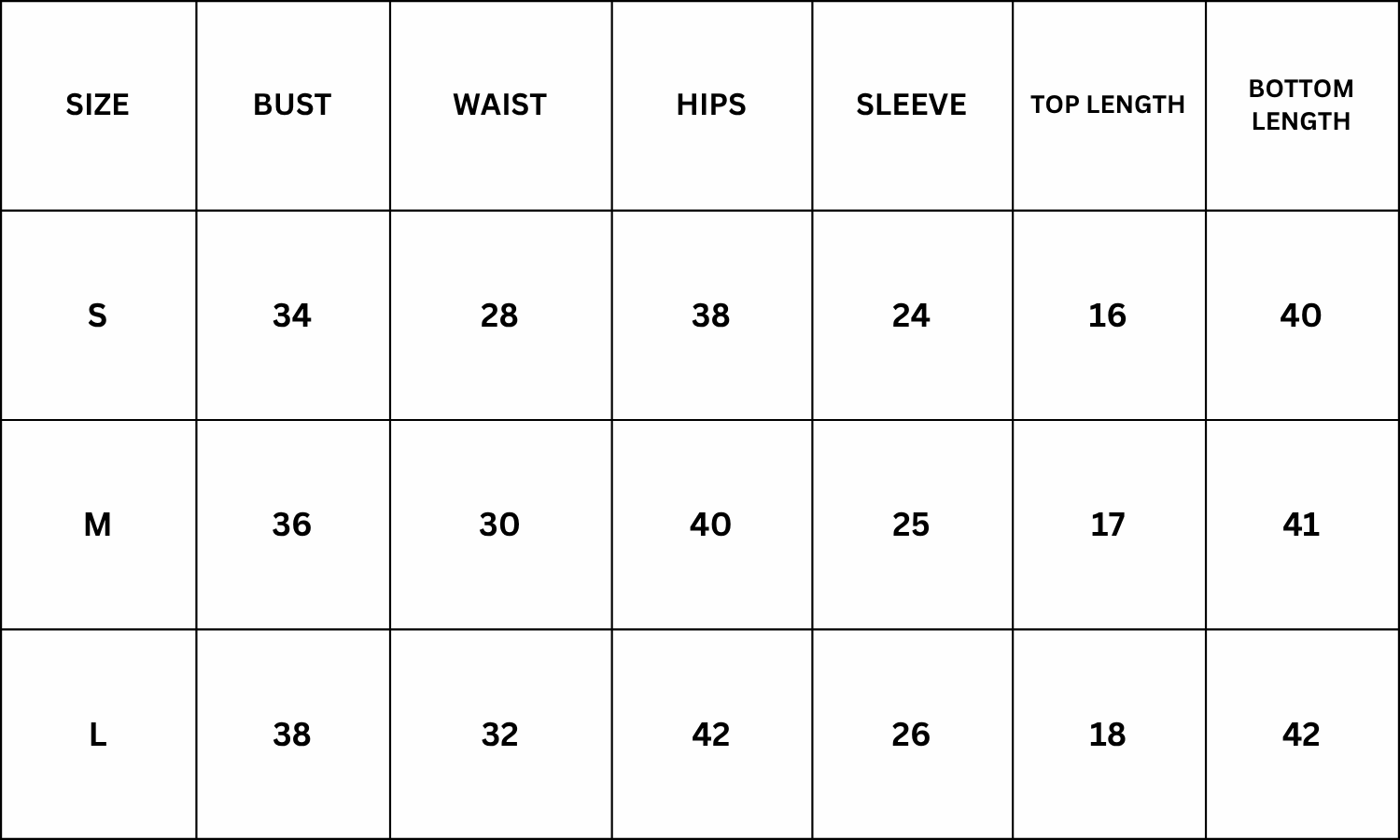 Size Chart for Alanna Co-ord - Brown
