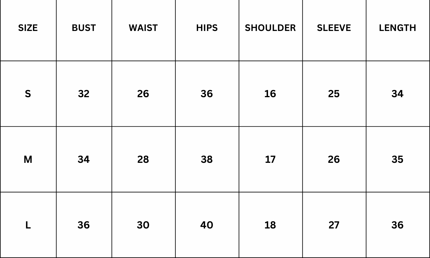 Size Chart for Senira Blazer Dress - Black