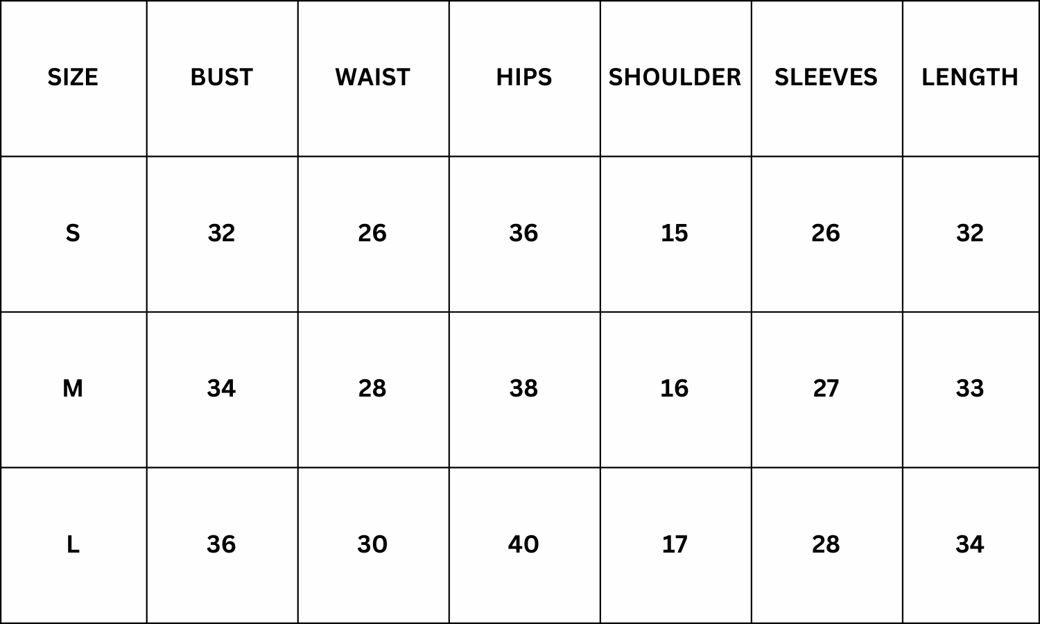 Size Chart for Aria Mini Dress - Khaki