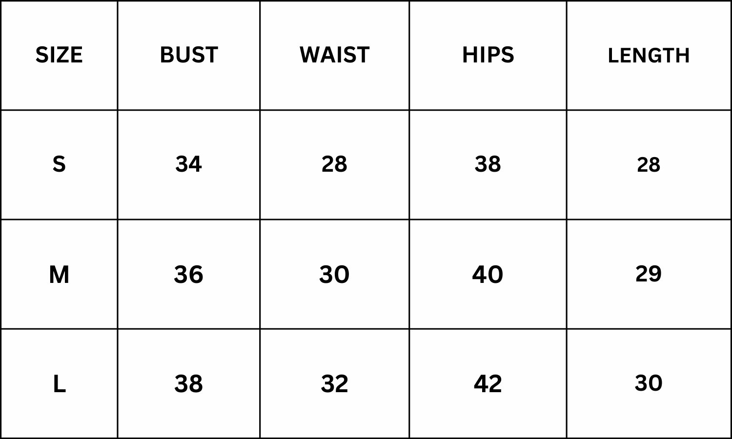 Size Chart for Kora Mini Dress - Yellow