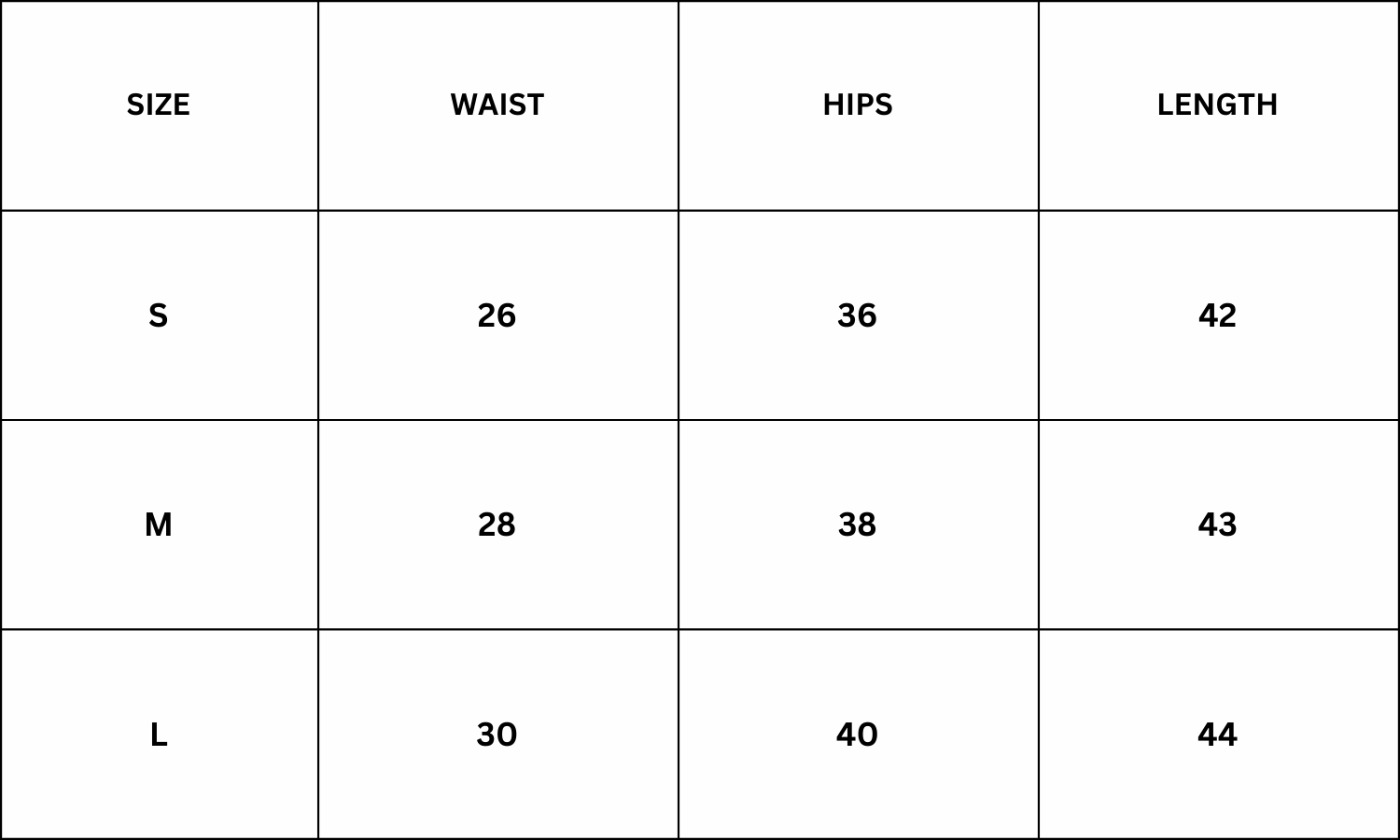 Size Chart for Oliver Top - Brown