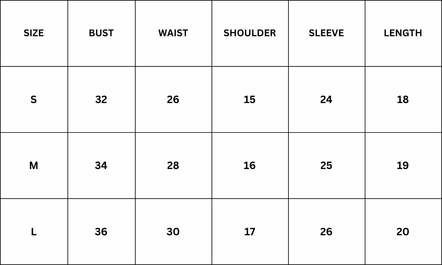 Size Chart for Gwyn Jacket - Khaki