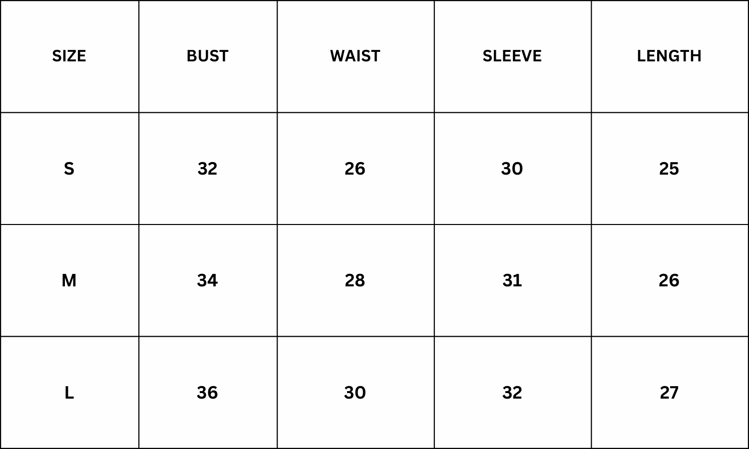 Size Chart for Sherie Jacket - Maroon