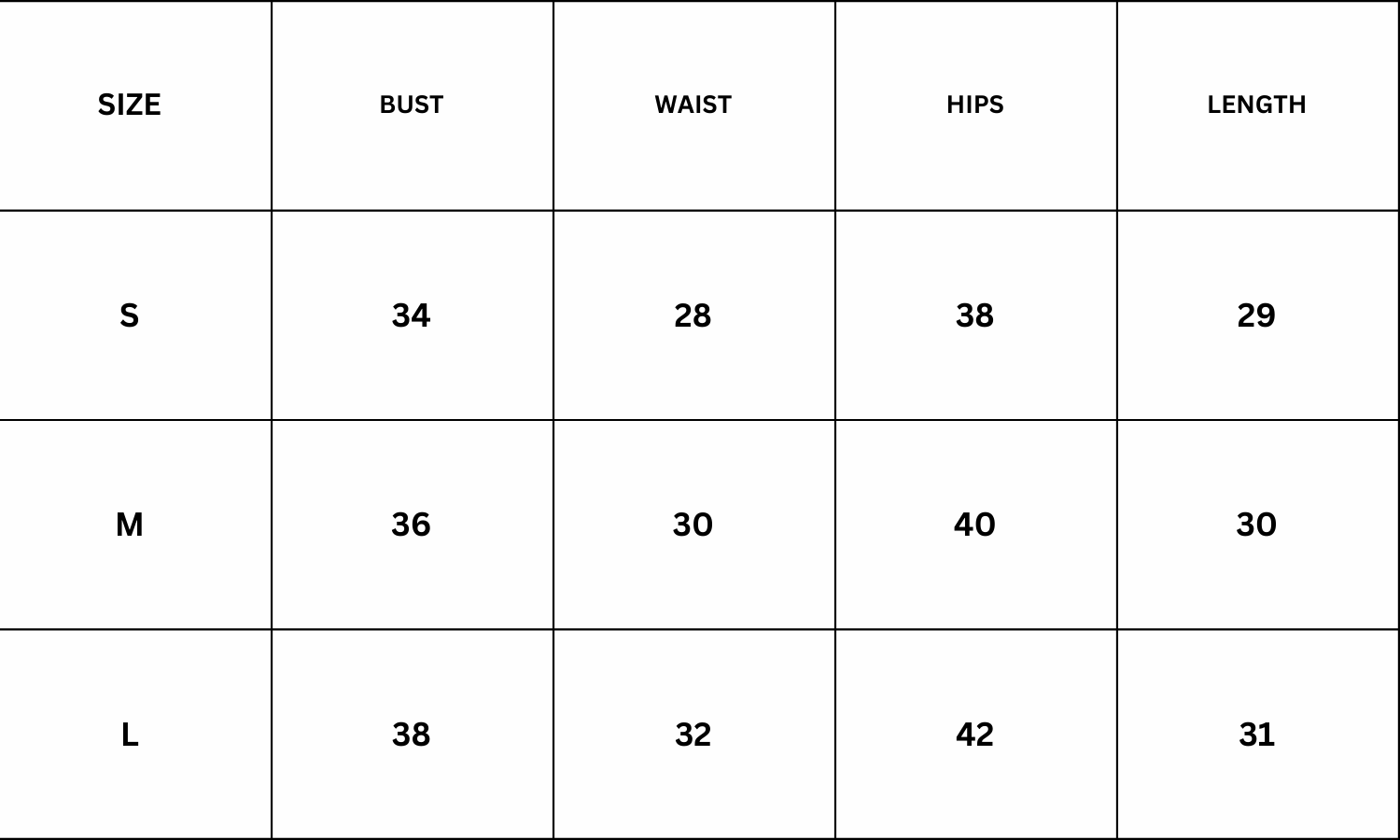 Size Chart for Aurora Dress - Red