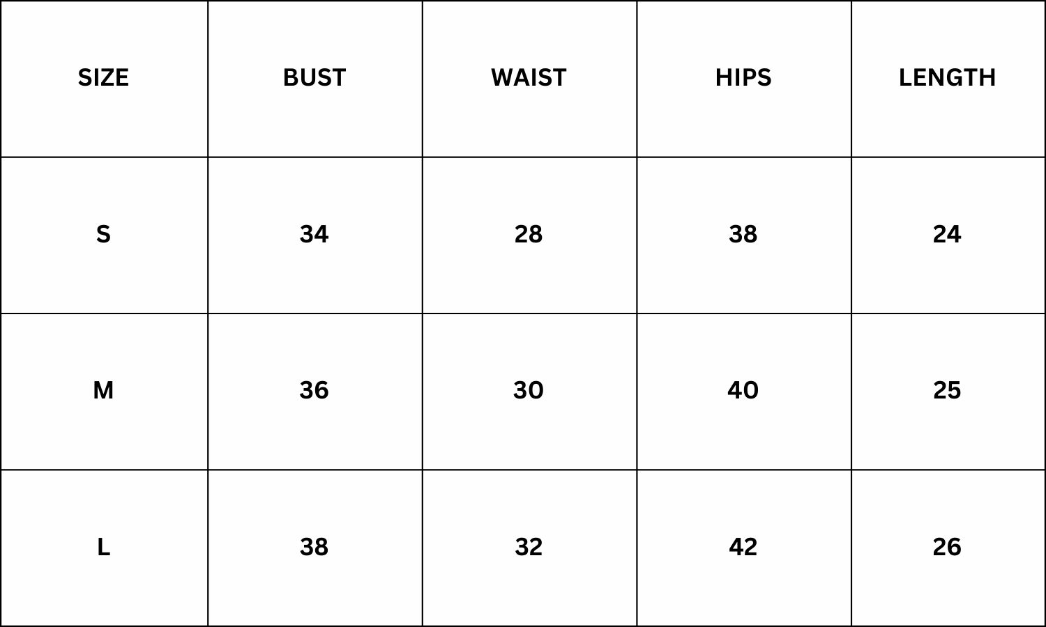 Size Chart for Dhriti Mehra X Miakee - Nyssa