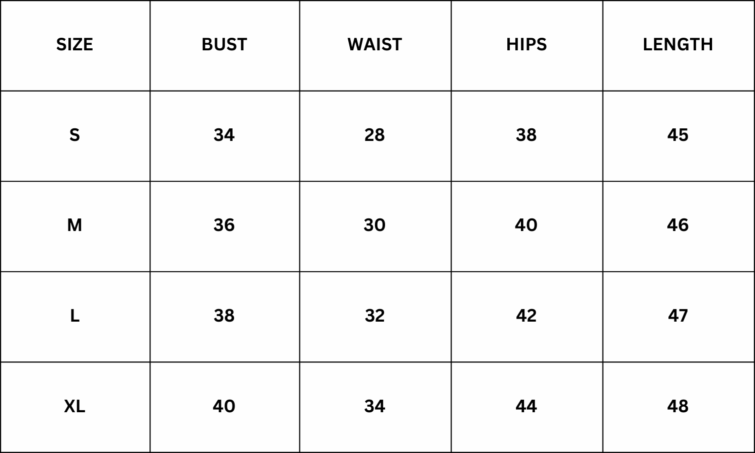 Size Chart for Yara Midi Dress - Yellow