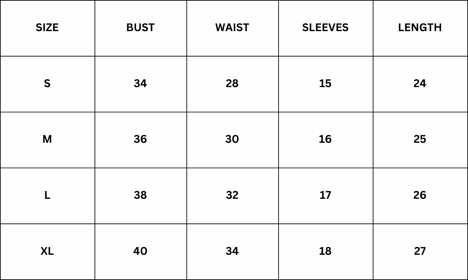 Size Chart for Corin Shirt - Pink