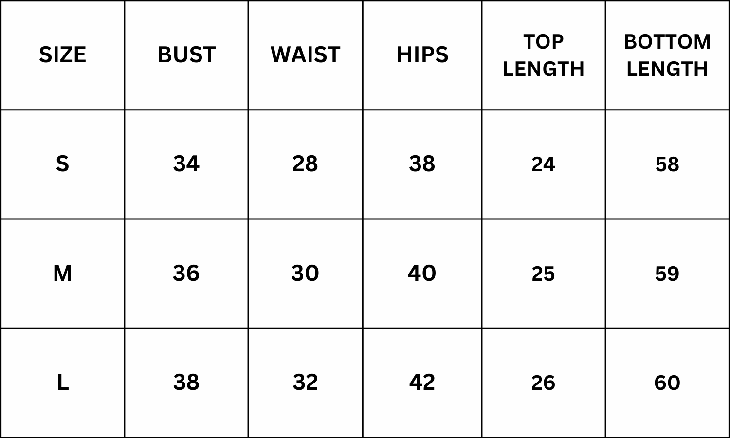 Size Chart for Avyra Jumpsuit - Black