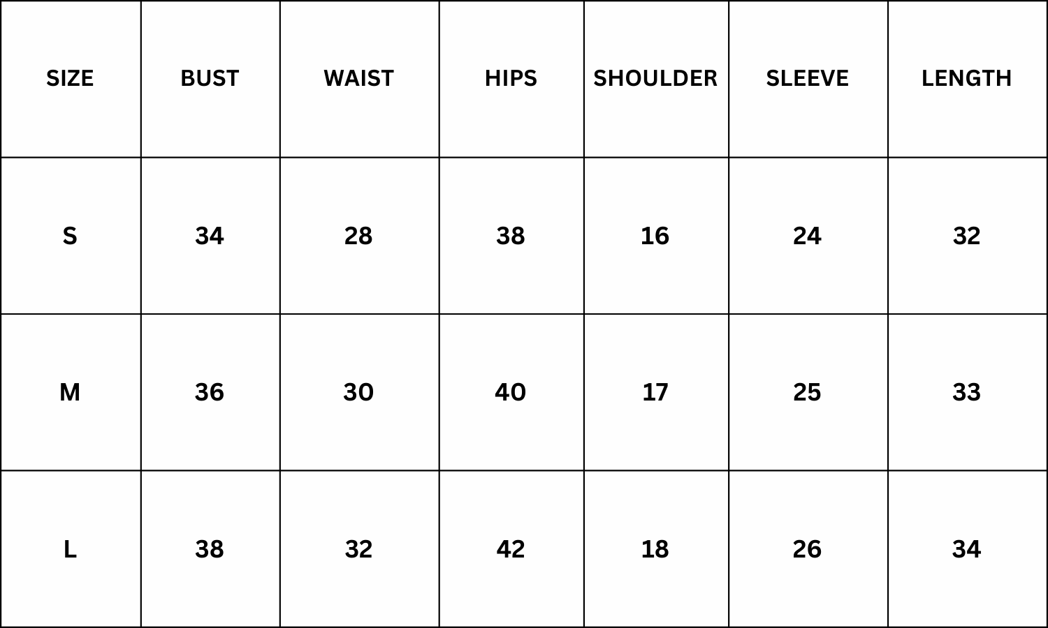 Size Chart for Cisco Mini Dress - Black