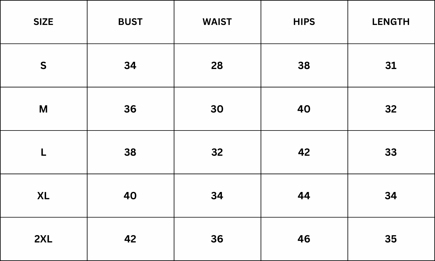 Size Chart for Gini Romper - Off White